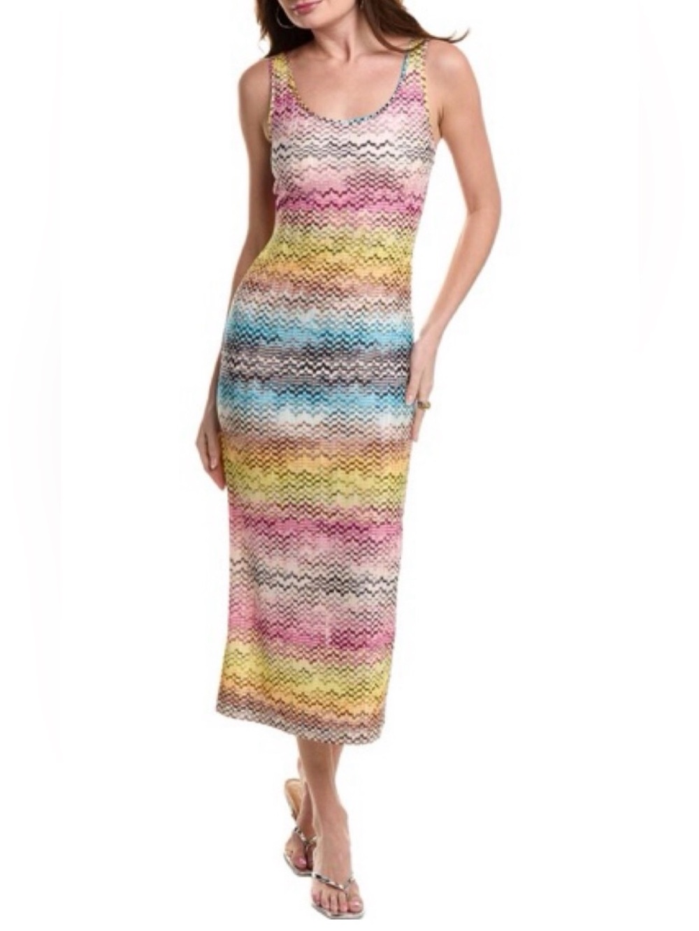 HTF Nwot Missoni Multicolor Zigzag chevron print Knit Maxi beach dress